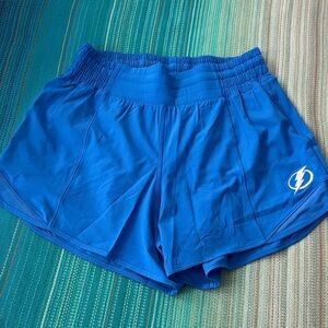 Lululemon Tampa Bay Lightning Hotty Hot High Rise Blue Athletic Shorts 4”
